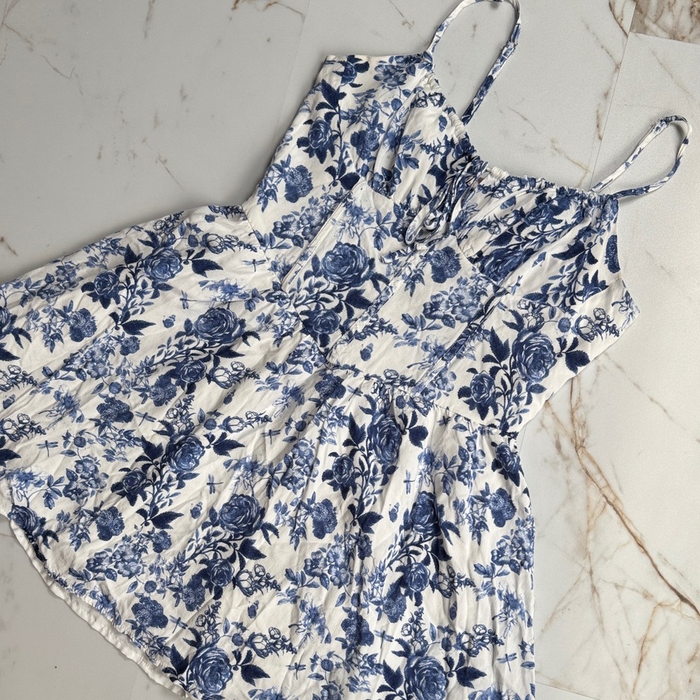 Blush & Day All Over Floral Print Corset Style Mini Dress Sz M Spring Coquette